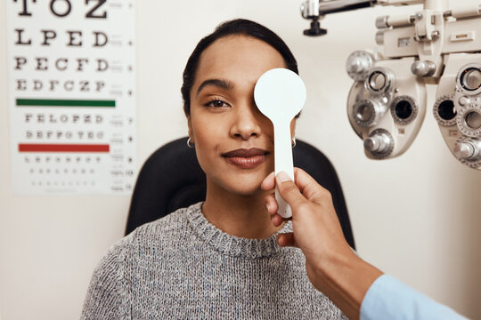 Patient receiving an eye examination
